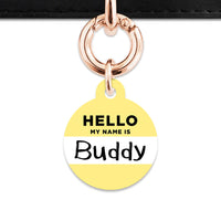 Bailey And Bone Pet ID Tag Pastel Yellow Hello My Name Is Pet Tag