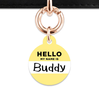 Bailey And Bone Pet ID Tag Pastel Yellow Hello My Name Is Pet Tag