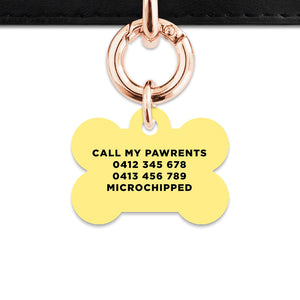 Bailey And Bone Pet ID Tag Pastel Yellow Hello My Name Is Pet Tag