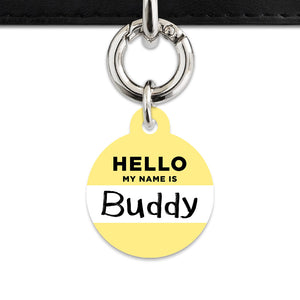 Bailey And Bone Pet ID Tag Pastel Yellow Hello My Name Is Pet Tag