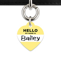 Bailey And Bone Pet ID Tag Pastel Yellow Hello My Name Is Pet Tag