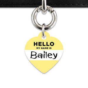 Bailey And Bone Pet ID Tag Pastel Yellow Hello My Name Is Pet Tag