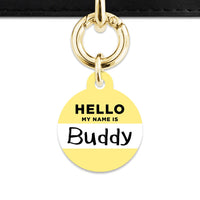 Bailey And Bone Pet ID Tag Pastel Yellow Hello My Name Is Pet Tag