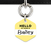 Bailey And Bone Pet ID Tag Pastel Yellow Hello My Name Is Pet Tag