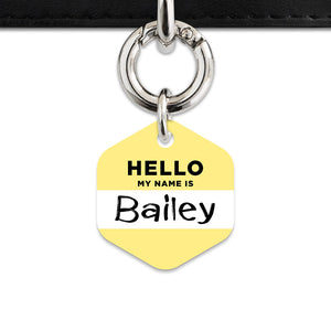 Bailey And Bone Pet ID Tag Pastel Yellow Hello My Name Is Pet Tag
