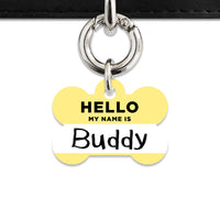 Bailey And Bone Pet ID Tag Pastel Yellow Hello My Name Is Pet Tag