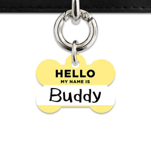 Bailey And Bone Pet ID Tag Pastel Yellow Hello My Name Is Pet Tag