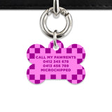 Bailey And Bone Pet ID Tag Pink And Purple Checkers Pet Tag