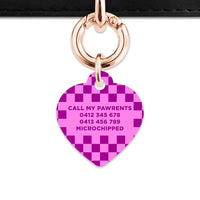 Bailey And Bone Pet ID Tag Pink And Purple Checkers Pet Tag