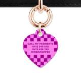Bailey And Bone Pet ID Tag Pink And Purple Checkers Pet Tag
