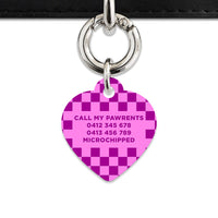 Bailey And Bone Pet ID Tag Pink And Purple Checkers Pet Tag