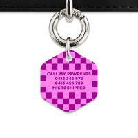 Bailey And Bone Pet ID Tag Pink And Purple Checkers Pet Tag