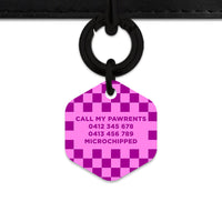 Bailey And Bone Pet ID Tag Pink And Purple Checkers Pet Tag
