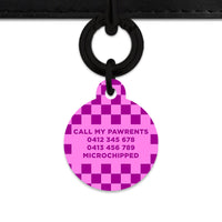 Bailey And Bone Pet ID Tag Pink And Purple Checkers Pet Tag