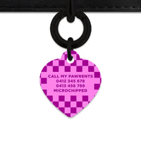 Bailey And Bone Pet ID Tag Pink And Purple Checkers Pet Tag