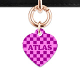Bailey And Bone Pet ID Tag Pink And Purple Checkers Pet Tag
