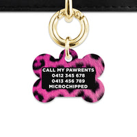 Bailey And Bone Pet ID Tag Pink Leopard Fur Print Pet Tag