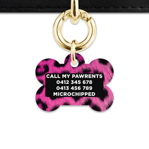 Bailey And Bone Pet ID Tag Pink Leopard Fur Print Pet Tag