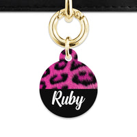 Bailey And Bone Pet ID Tag Pink Leopard Fur Print Pet Tag
