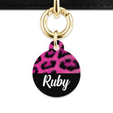 Bailey And Bone Pet ID Tag Pink Leopard Fur Print Pet Tag