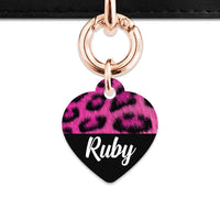 Bailey And Bone Pet ID Tag Pink Leopard Fur Print Pet Tag