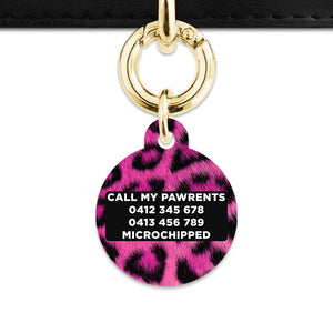 Bailey And Bone Pet ID Tag Pink Leopard Fur Print Pet Tag