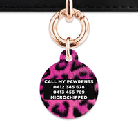Bailey And Bone Pet ID Tag Pink Leopard Fur Print Pet Tag