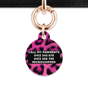 Bailey And Bone Pet ID Tag Pink Leopard Fur Print Pet Tag
