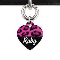 Bailey And Bone Pet ID Tag Pink Leopard Fur Print Pet Tag