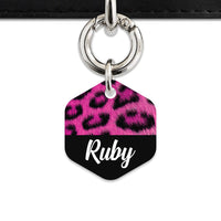 Bailey And Bone Pet ID Tag Pink Leopard Fur Print Pet Tag