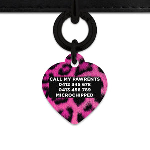 Bailey And Bone Pet ID Tag Pink Leopard Fur Print Pet Tag