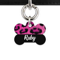 Bailey And Bone Pet ID Tag Pink Leopard Fur Print Pet Tag