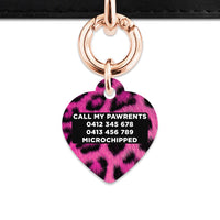 Bailey And Bone Pet ID Tag Pink Leopard Fur Print Pet Tag