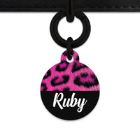 Bailey And Bone Pet ID Tag Pink Leopard Fur Print Pet Tag