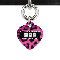 Bailey And Bone Pet ID Tag Pink Leopard Fur Print Pet Tag