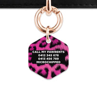 Bailey And Bone Pet ID Tag Pink Leopard Fur Print Pet Tag