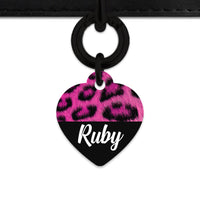 Bailey And Bone Pet ID Tag Pink Leopard Fur Print Pet Tag