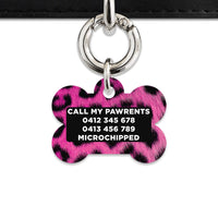 Bailey And Bone Pet ID Tag Pink Leopard Fur Print Pet Tag
