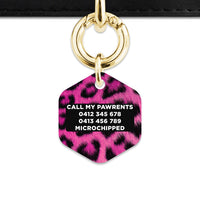 Bailey And Bone Pet ID Tag Pink Leopard Fur Print Pet Tag