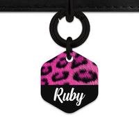 Bailey And Bone Pet ID Tag Pink Leopard Fur Print Pet Tag