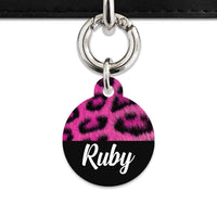 Bailey And Bone Pet ID Tag Pink Leopard Fur Print Pet Tag