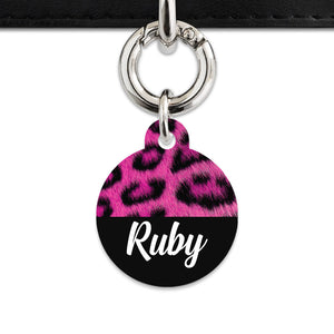 Bailey And Bone Pet ID Tag Pink Leopard Fur Print Pet Tag