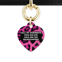Bailey And Bone Pet ID Tag Pink Leopard Fur Print Pet Tag