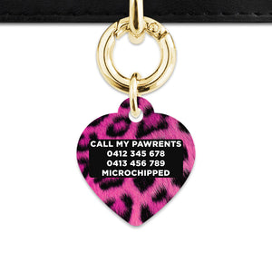 Bailey And Bone Pet ID Tag Pink Leopard Fur Print Pet Tag