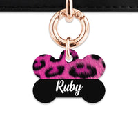 Bailey And Bone Pet ID Tag Pink Leopard Fur Print Pet Tag