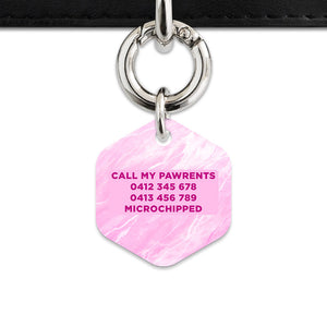 Bailey And Bone Pet ID Tag Pink Marble Pet Tag