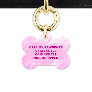 Bailey And Bone Pet ID Tag Pink Marble Pet Tag