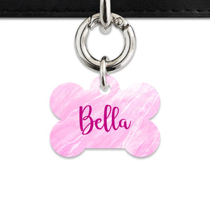 Bailey And Bone Pet ID Tag Pink Marble Pet Tag