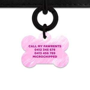 Bailey And Bone Pet ID Tag Pink Marble Pet Tag