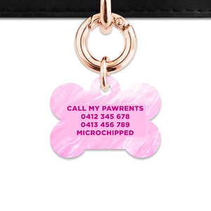 Bailey And Bone Pet ID Tag Pink Marble Pet Tag